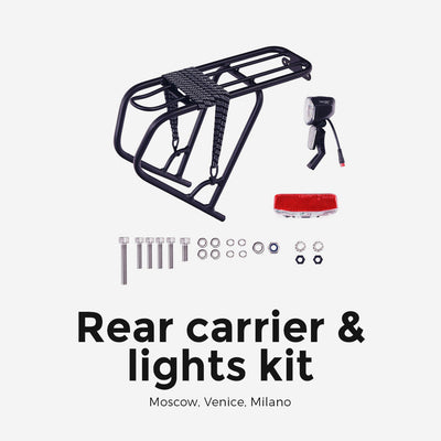 Rear Carrier Rack + Front Light + Rear Light kit