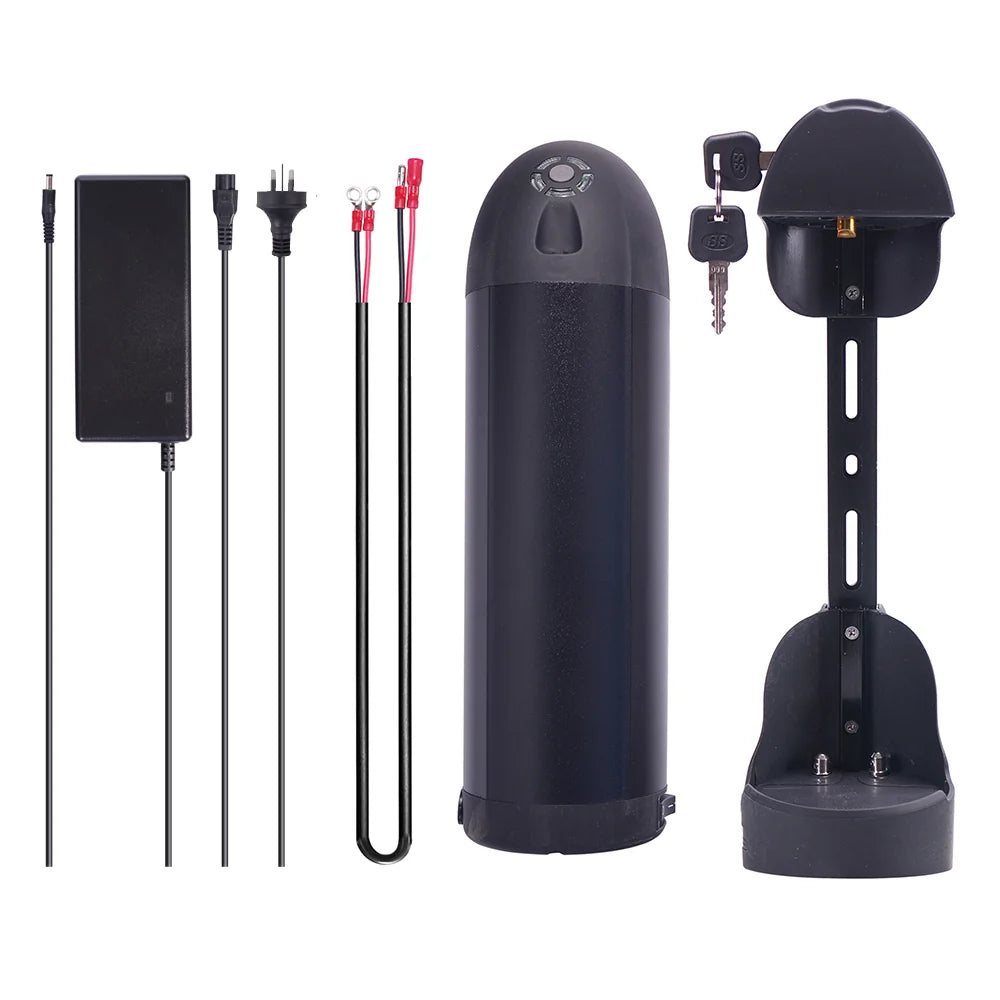 DEHAWK D1B-3614 2A E-Bike Battery Kit, Bottle Battery for Down Tube 36V 14AH 504Wh [Black]